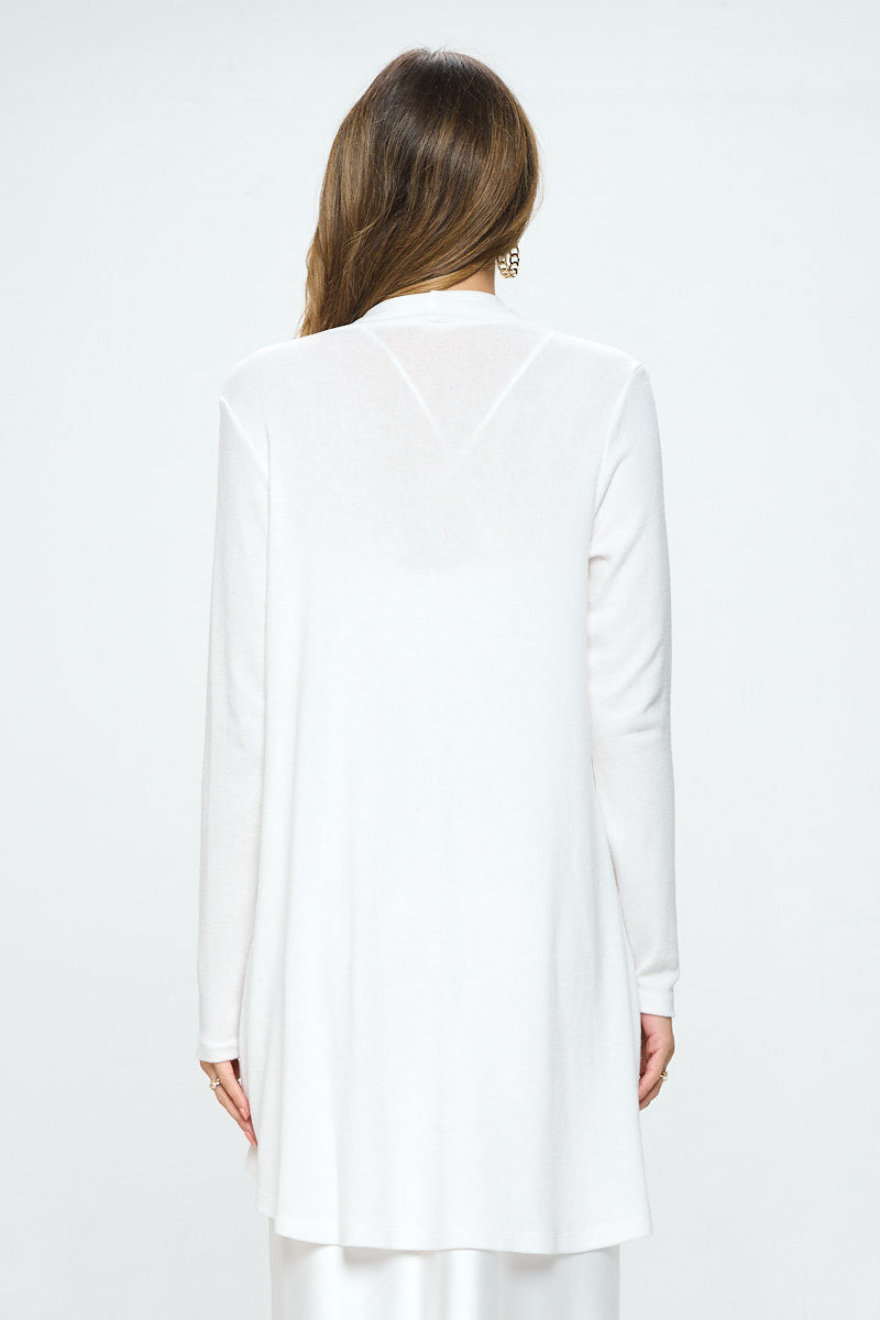 Brushed Knit Drape Front Cardigan with Cashmere Feel-3
