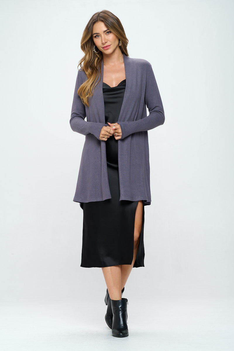 Brushed Knit Drape Front Cardigan with Cashmere Feel-4
