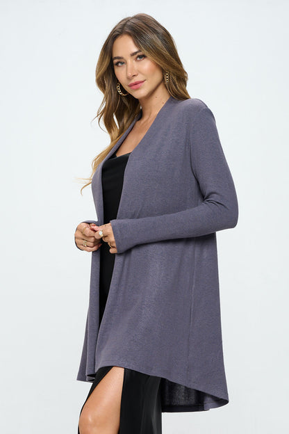 Brushed Knit Drape Front Cardigan with Cashmere Feel-2