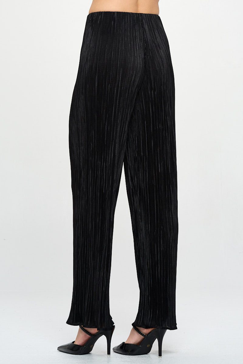 Vibrant Plisse Lined Straight Pants-3