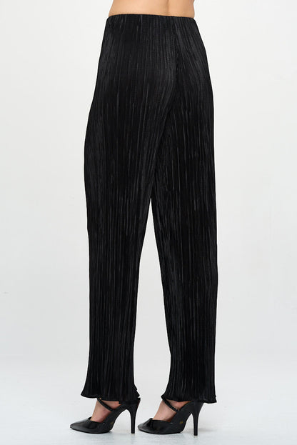 Vibrant Plisse Lined Straight Pants-3