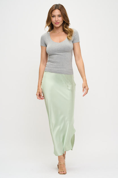 Modal Solid Scoop neck Short Sleeve Top-6