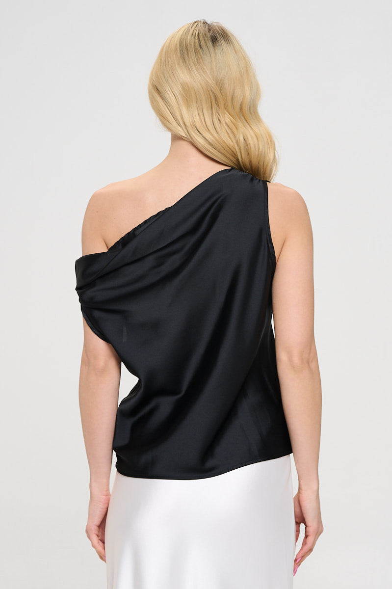 Dropped Shoulder Long Sleeve Satin Top-3