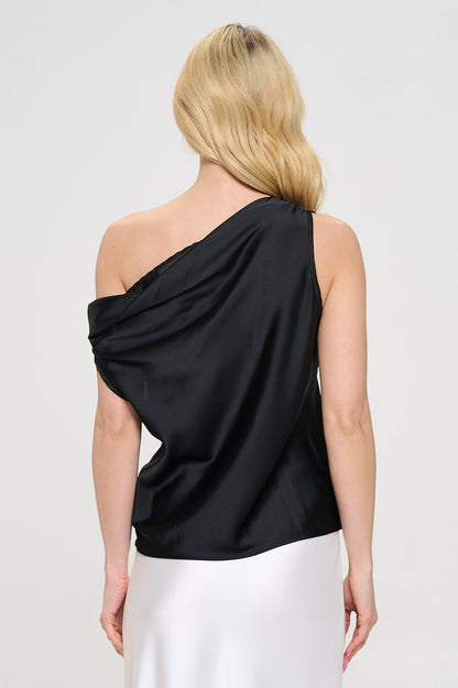 Dropped Shoulder Long Sleeve Satin Top-3