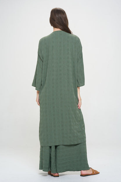 Textured 3/4 Sleeve Kimono Cardigan-3