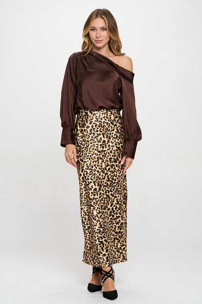 Dropped Shoulder Long Sleeve Satin Top-5