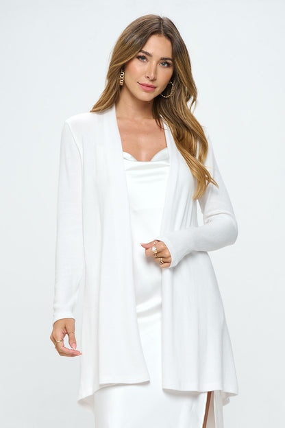 Brushed Knit Drape Front Cardigan with Cashmere Feel-1