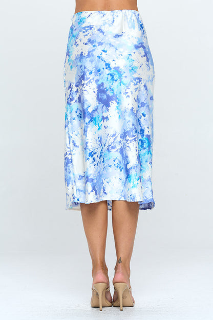 Tie Dye Satin Midi Skirt-3