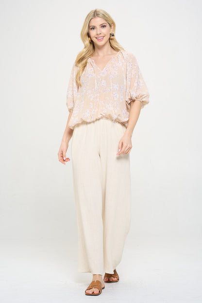 Floral Print V neck 3/4 Sleeve-4