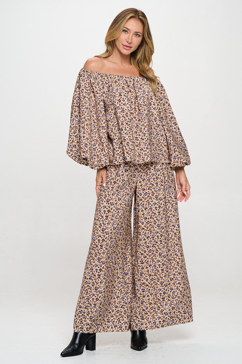 Leopard Print Versatile Top with Puff Sleeve-4