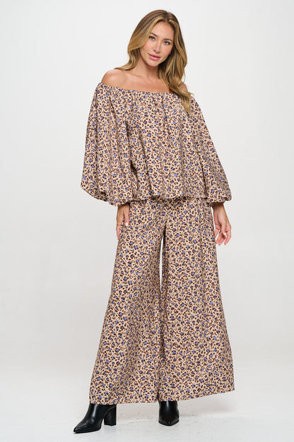 Leopard Print Versatile Top with Puff Sleeve-4