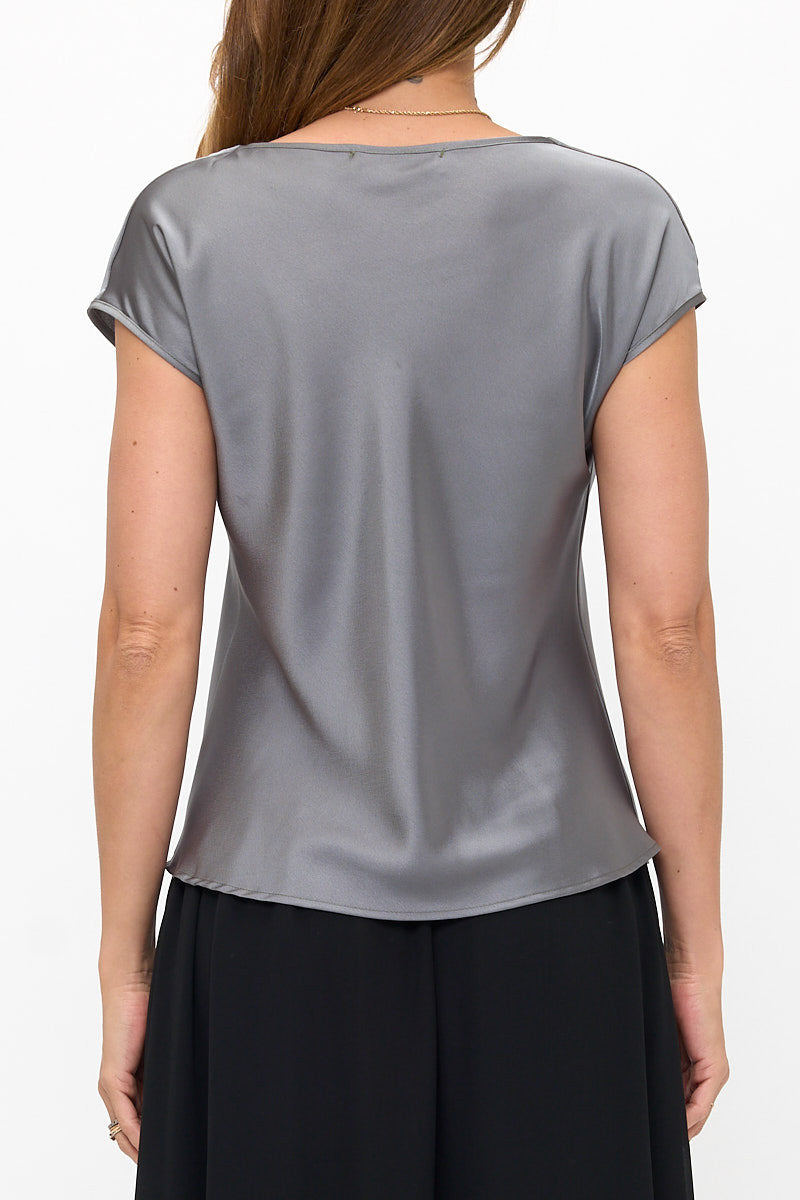 Solid Satin Top with Cowl Neck-3
