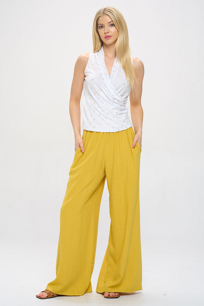 Gold Dot Knit Surplice V neck Sleeveless Top-4