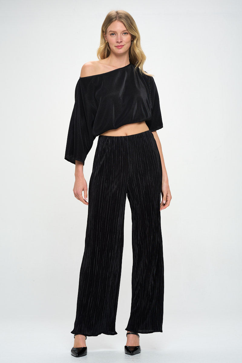 Vibrant Plisse Lined Straight Pants-4