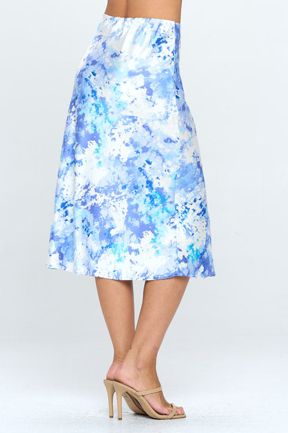 Tie Dye Satin Midi Skirt-1