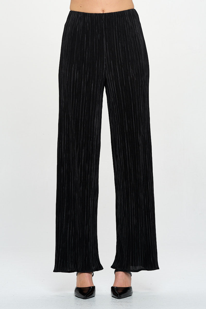 Vibrant Plisse Lined Straight Pants-0