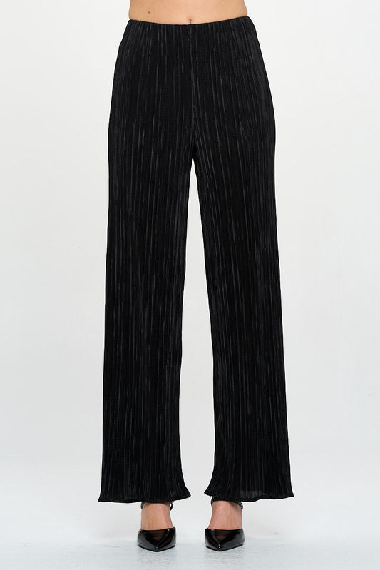 Vibrant Plisse Lined Straight Pants-0