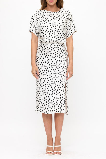 Polka Dot Dress Print With Slit-1