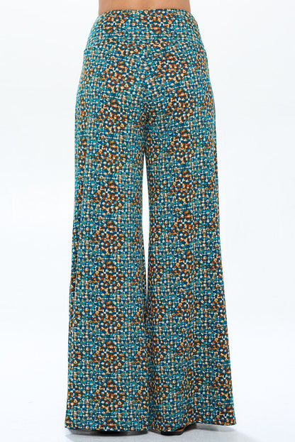 Knit Print Wide Leg Pants with Thick Waistband-3