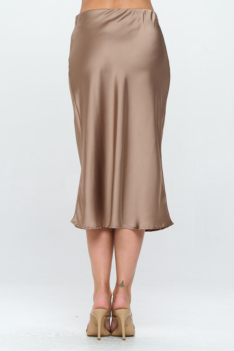Solid Satin Midi Skirt-3