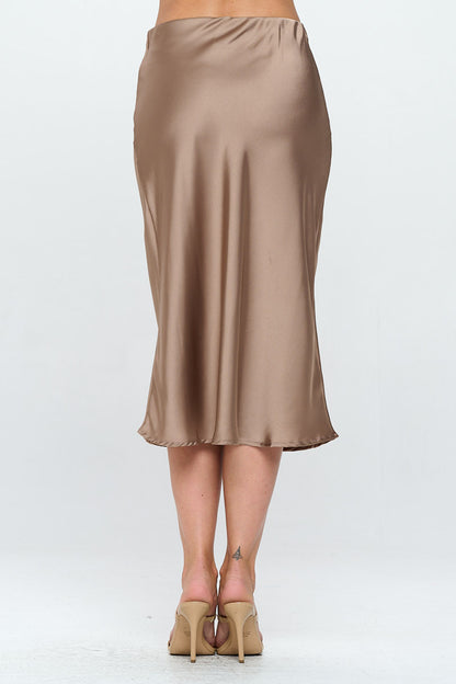 Solid Satin Midi Skirt-3