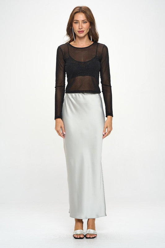 Sheer Stretch Mesh Long Sleeve Top-5