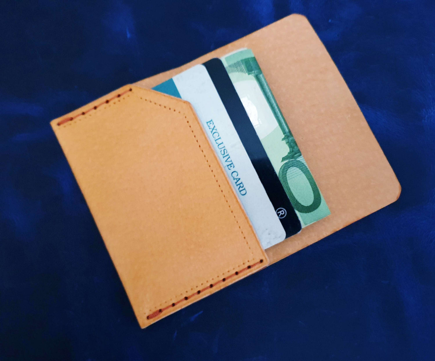 Exclusive handmade minimalist leather wallet with engraved zodiac Gemini.-7