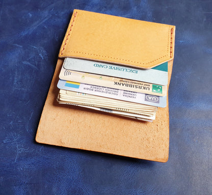 Exclusive handmade minimalist leather wallet with engraved zodiac Gemini.-8