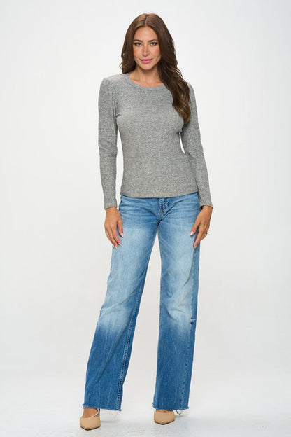 Knit Round neck Long Sleeve Top-4