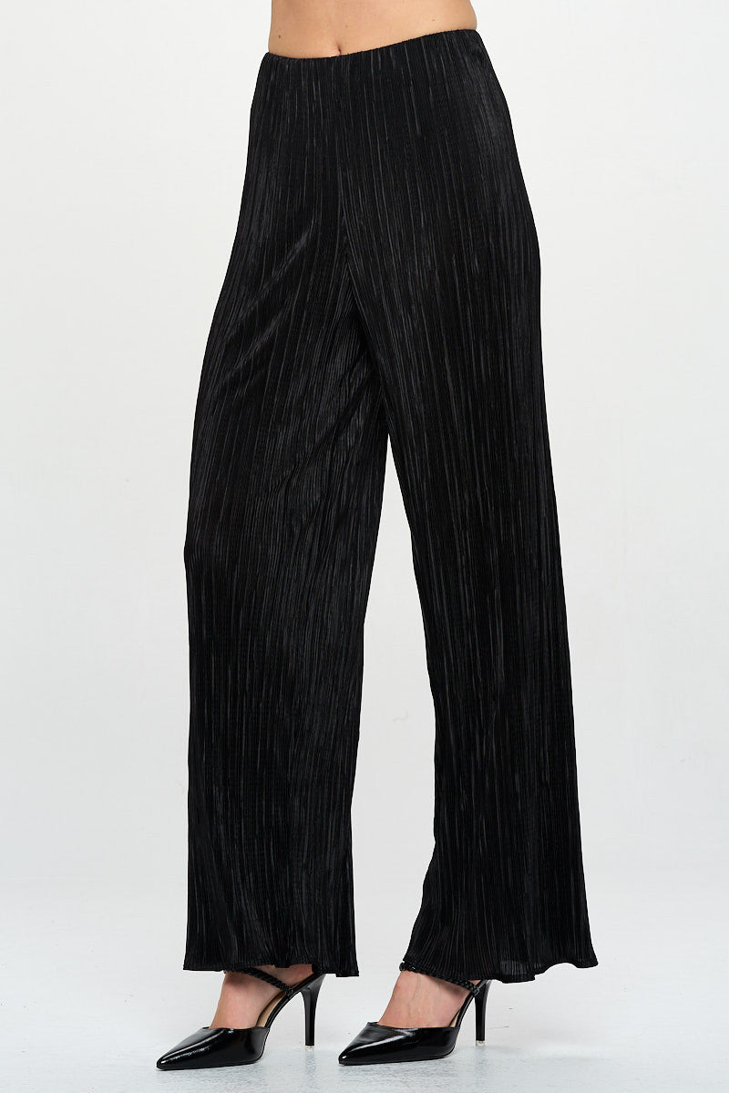 Vibrant Plisse Lined Straight Pants-2