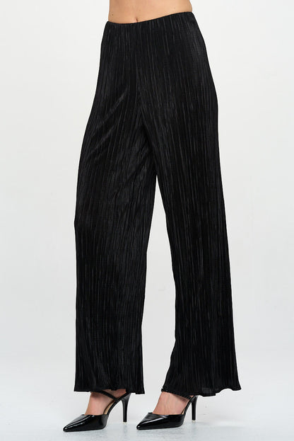 Vibrant Plisse Lined Straight Pants-2