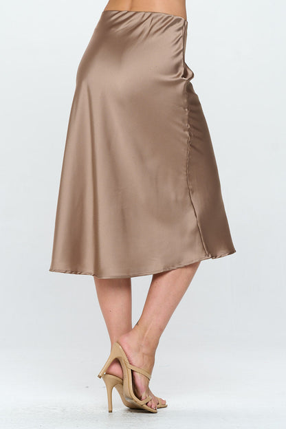 Solid Satin Midi Skirt-2