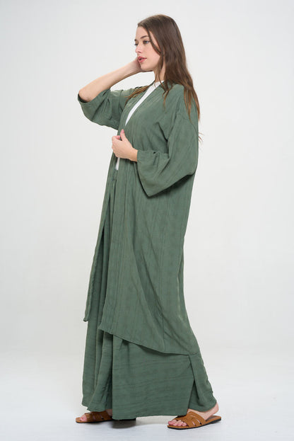Textured 3/4 Sleeve Kimono Cardigan-4