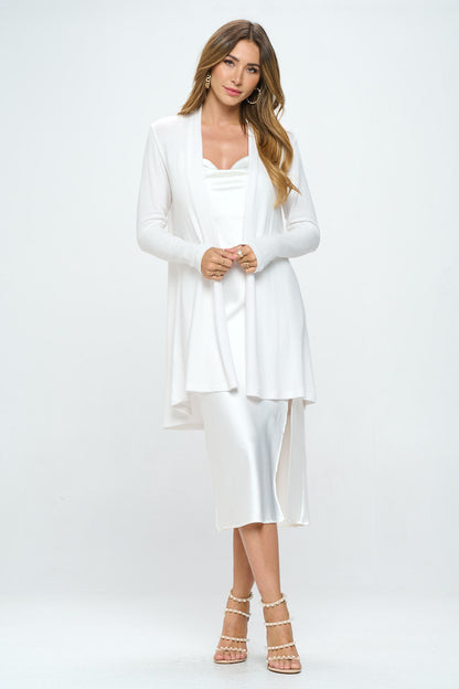 Brushed Knit Drape Front Cardigan with Cashmere Feel-4
