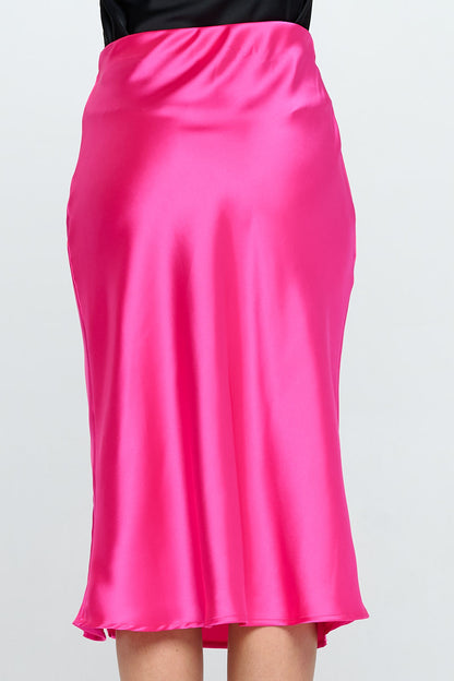Solid Satin Midi Skirt-4