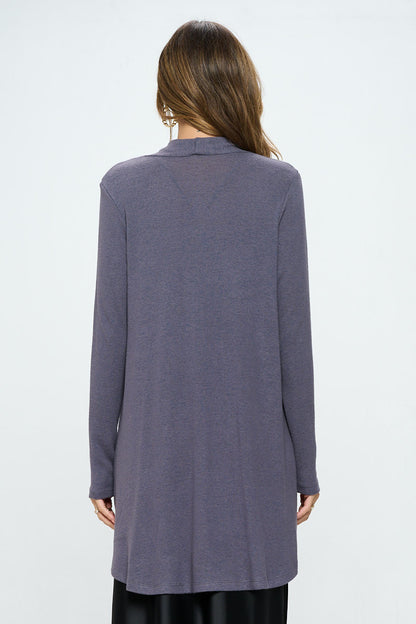 Brushed Knit Drape Front Cardigan with Cashmere Feel-3