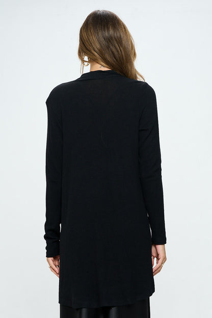 Brushed Knit Drape Front Cardigan with Cashmere Feel-3