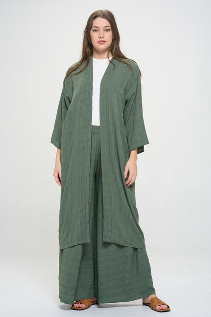 Textured 3/4 Sleeve Kimono Cardigan-2