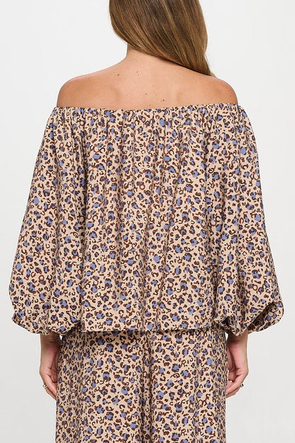 Leopard Print Versatile Top with Puff Sleeve-3