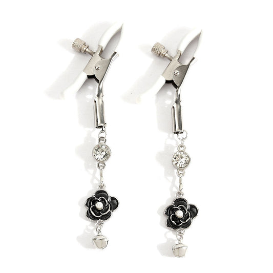 Floral Nipple Clamps with Bell Pendants-0
