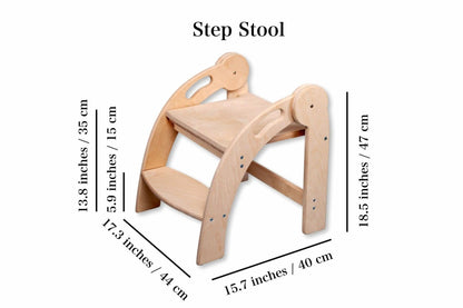 Foldable Montessori Kitchen Step Stool-2