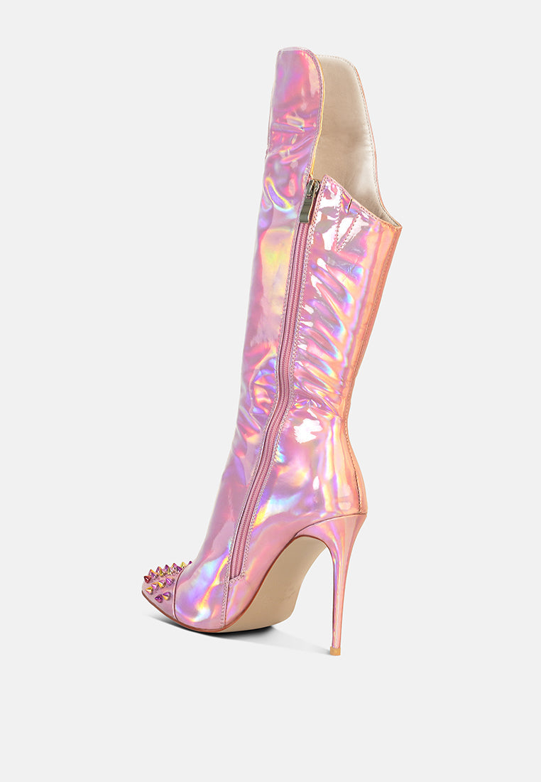 Forbidden Stud Stiletto Calf Boots-1