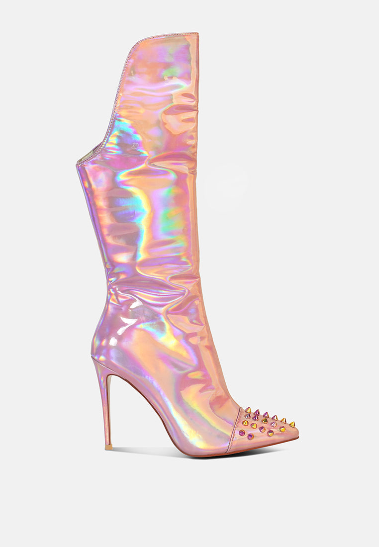 Forbidden Stud Stiletto Calf Boots-5