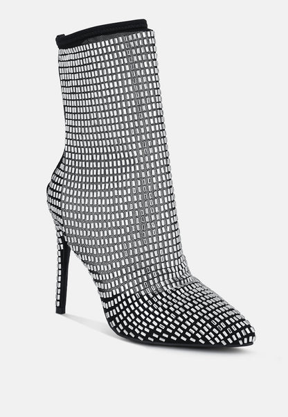 Fortunate Rhinestones Embellished Mesh Boots-2