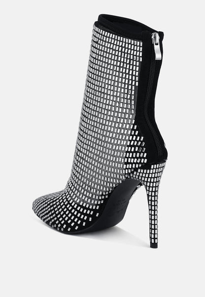 Fortunate Rhinestones Embellished Mesh Boots-3