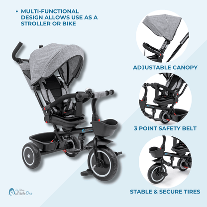 Foryourlittleone 6 in 1 Trike V3 - Grey (9 months - 5 years)-4