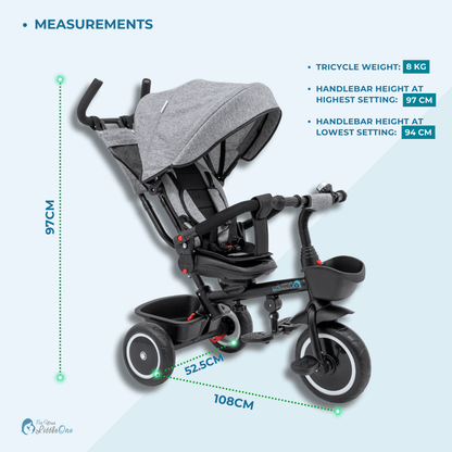 Foryourlittleone 6 in 1 Trike V3 - Grey (9 months - 5 years)-3