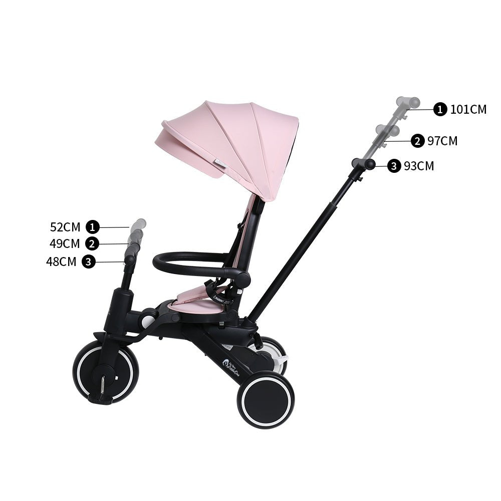 Foryourlittleone Xplor Ultimate 6 in 1 Foldable Trike - Pastel Pink (10m-5y)-3