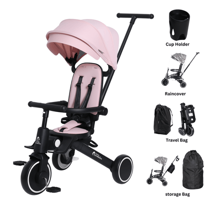 Foryourlittleone Xplor Ultimate 6 in 1 Foldable Trike - Pastel Pink (10m-5y)-0