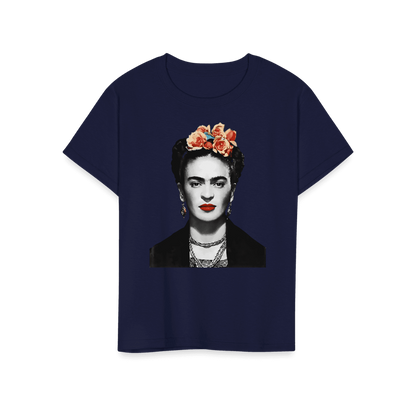 Frida Kahlo With Flowers Portrait Artwork T-Shirt-12